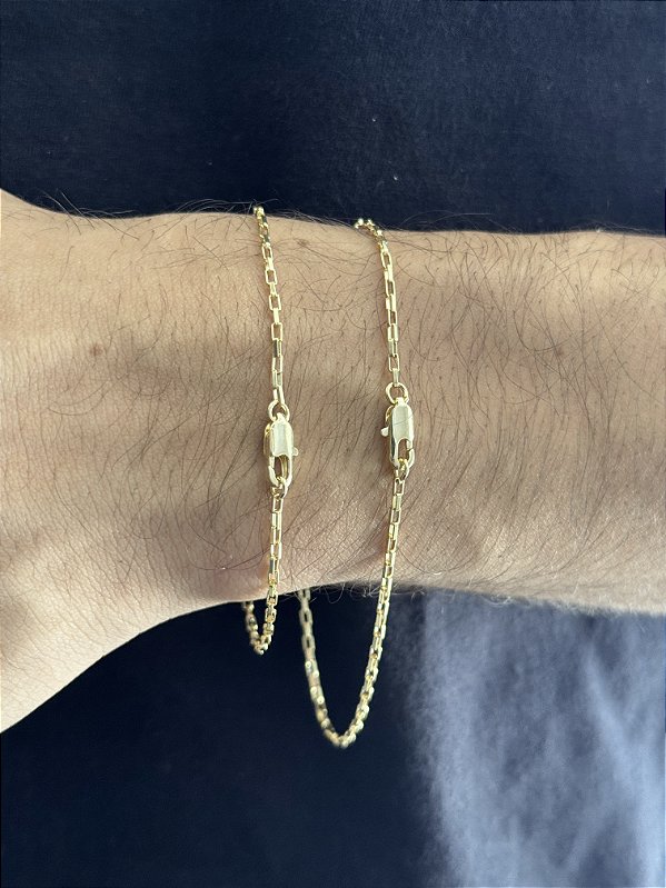 Pulseira Tijolinho 1,6mm - Banhada a Ouro