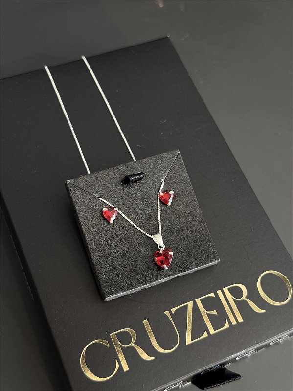 Conjunto Coração - Prata 925