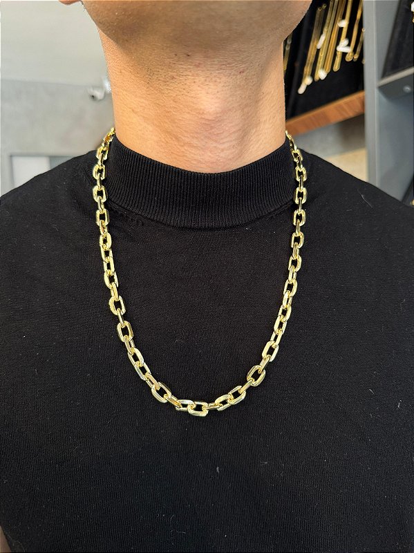 Corrente Cadeado 9mm - Banhada a Ouro