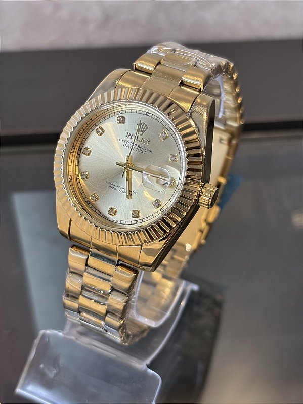 Relógio Rolex Dourado e Branco