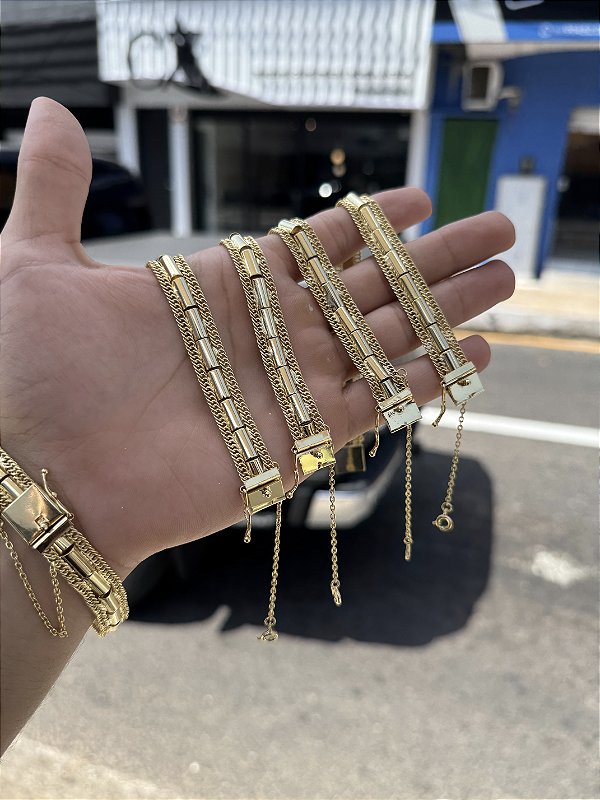 Pulseira Venezuelana 12mm 20cm  - Banhado a Ouro