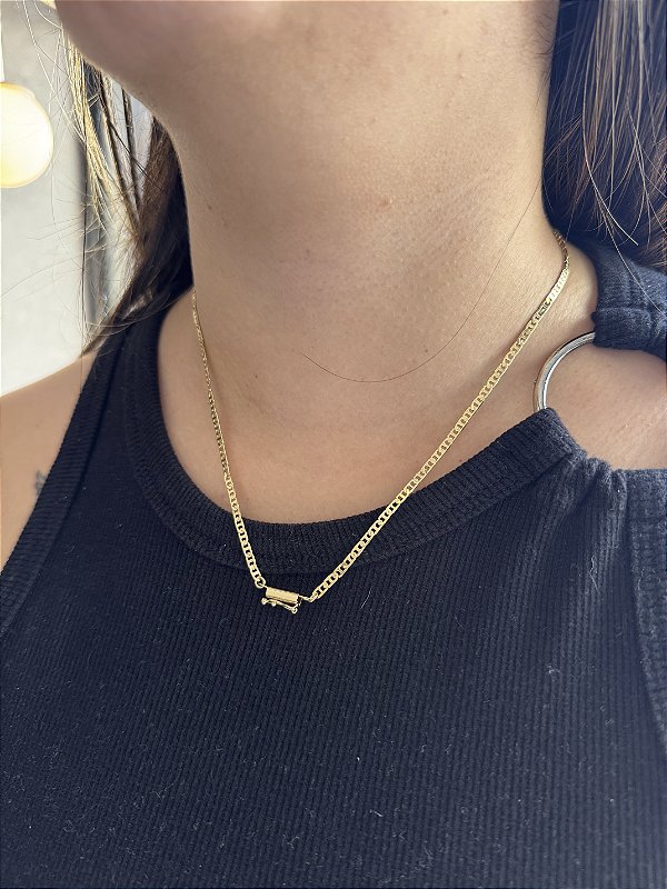 Colar Piastrine 3mm FG - Banhado a Ouro