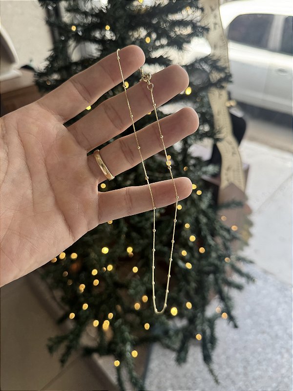 Colar Bolinhas 45cm - Banhado a Ouro 18k