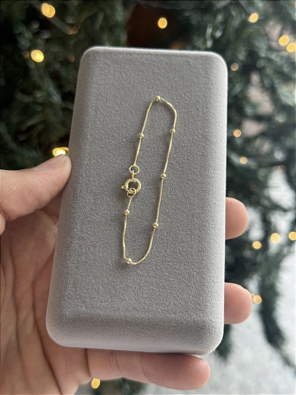 Pulseira Bolinhas 15cm - Banhado a Ouro