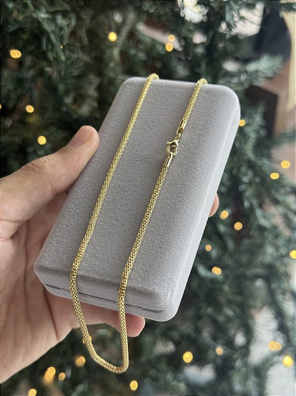 Colar Pipoca 2,4mm 45cm - Banhado a Ouro