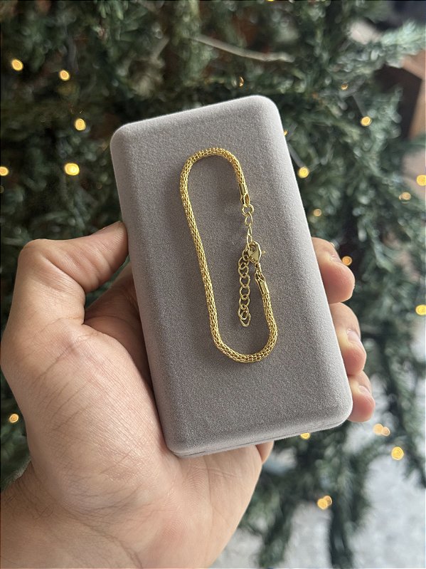 Pulseira Pipoca 2,4mm 18cm + Extensor - Banhado a Ouro