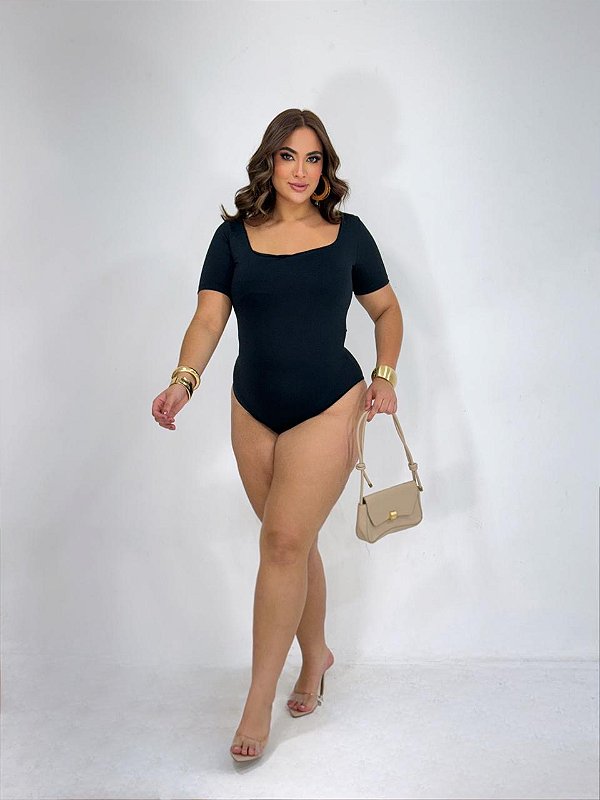 Body Manga curta Plus