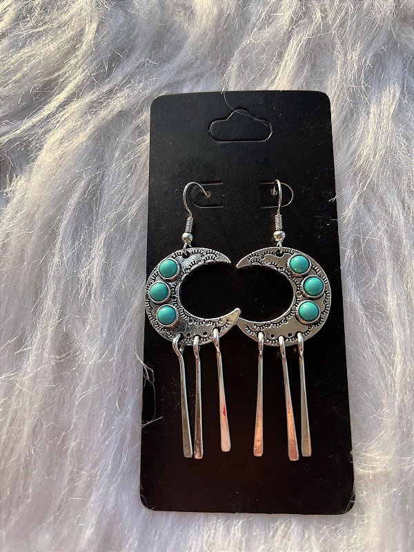 Brinco de lua Prateado estilo Boho