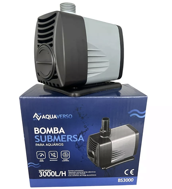Bomba Submersa Aquaverso 3000L/h - Com Regulagem de Vazão