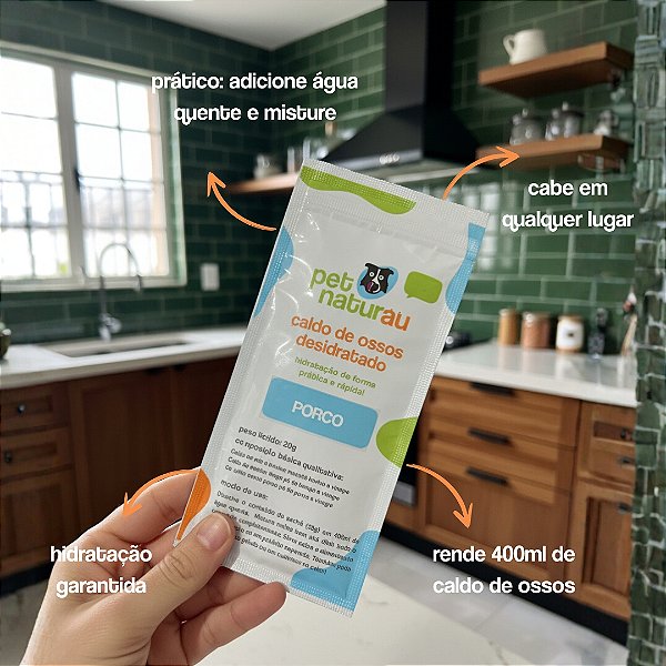 Caldo de ossos de porco PETNATURAU desidratado sachê