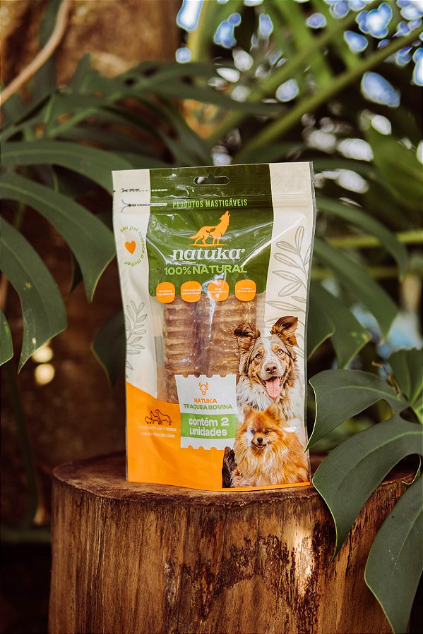 Traqueia Bovina Mordedor Natural para Cães 2 unid - Natuka