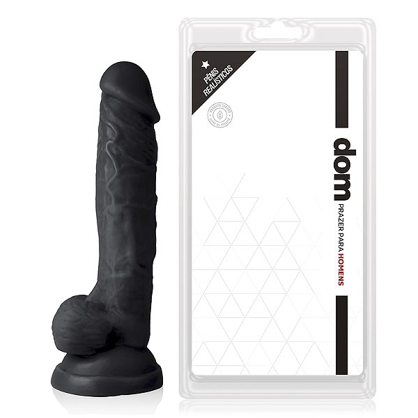 Pênis Realístico com Escroto e Ventosa 19x4cm - Dom Prazer para Homens