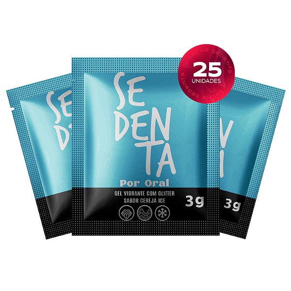Kit Sachês Sedenta Por Oral Cereja Ice 3g Gel Vibrante Comestível com Glitter Pepper Blend