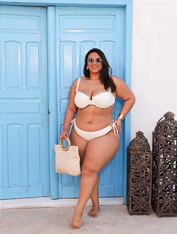 Biquini Meia Taça Renda Off White