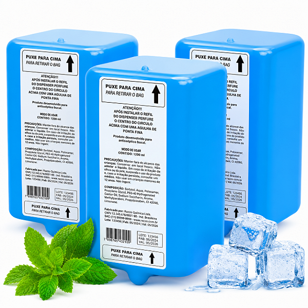 Kit 3 Bag Refil Enxaguante Antisséptico Bucal 1240ml Menta