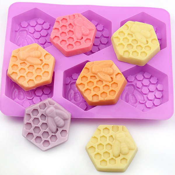 Molde Forma Silicone Atacado Sabonete Artesanal 6 Cavidades Abelha S26