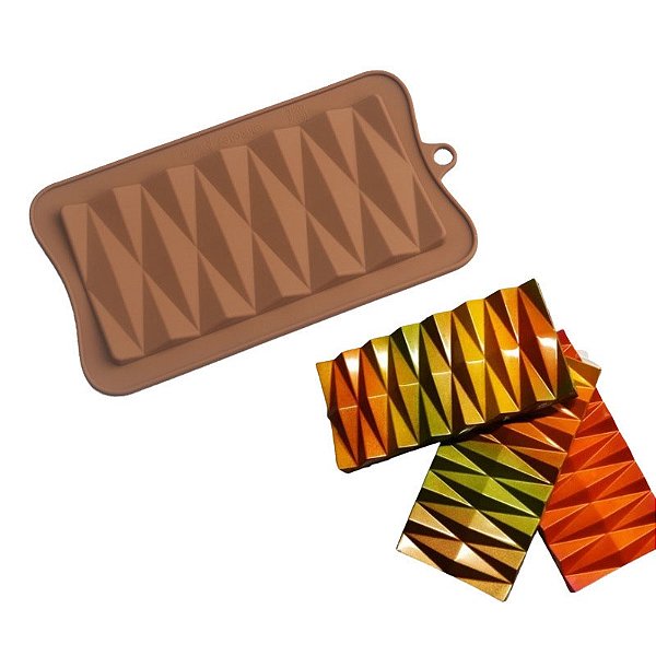 Forma Molde de Silicone Atacado Barra De Chocolate 3D 14,5x7 Cm