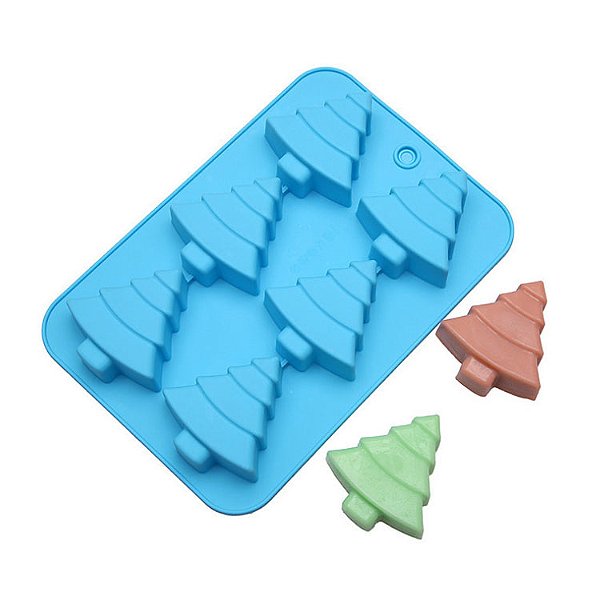 Molde de Silicone Atacado Sabonete Artesanal Natal Pinheiro 6 Cavidades