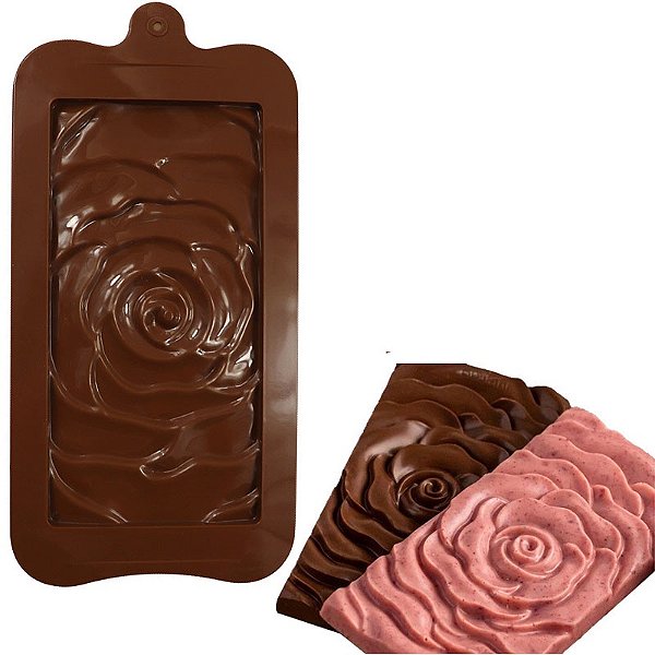 Forma Molde de Silicone Atacado Barra de Chocolate Rosa 14,8 X 7,4 Cm