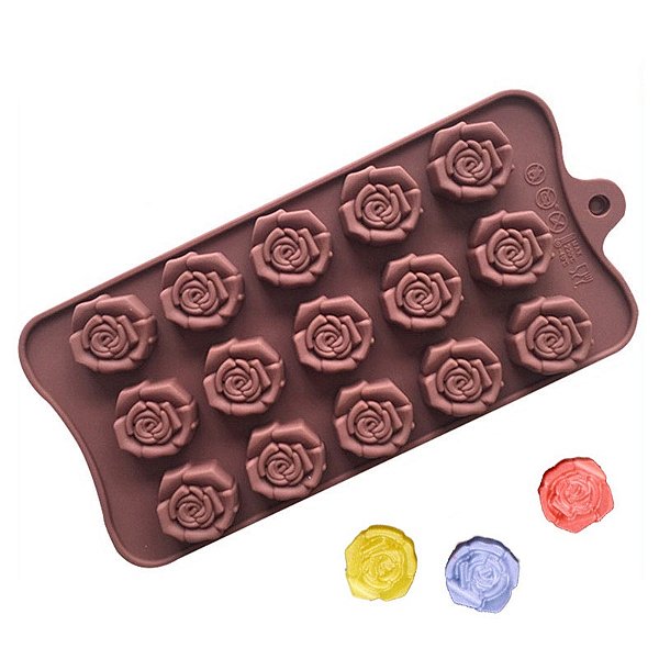 Molde De Silicone Flores Rosa Chocolate Bombom Sabonete F03