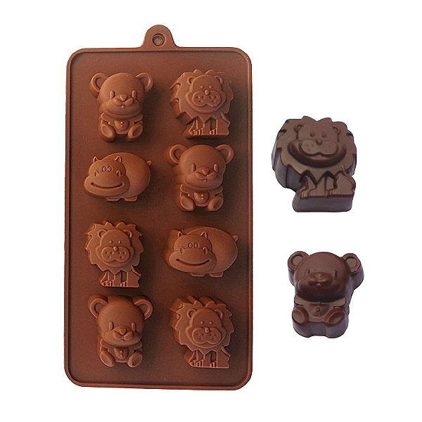 Forma Molde Silicone Bicho Savana Chocolate Safari B02
