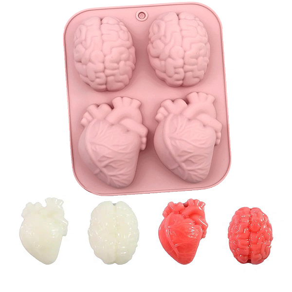Molde Silicone Atacado Cérebro Coração Realista Halloween