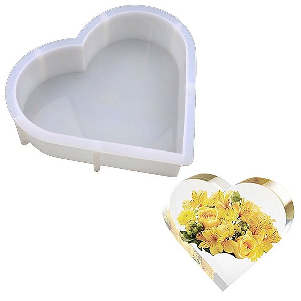 Molde de Silicone Atacado Coração Eternização Resina Artesanato 22cm