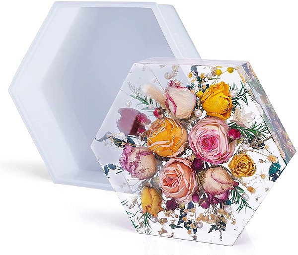 Molde de Silicone Atacado Hexágono Eternização Resina Artesanato 20cm
