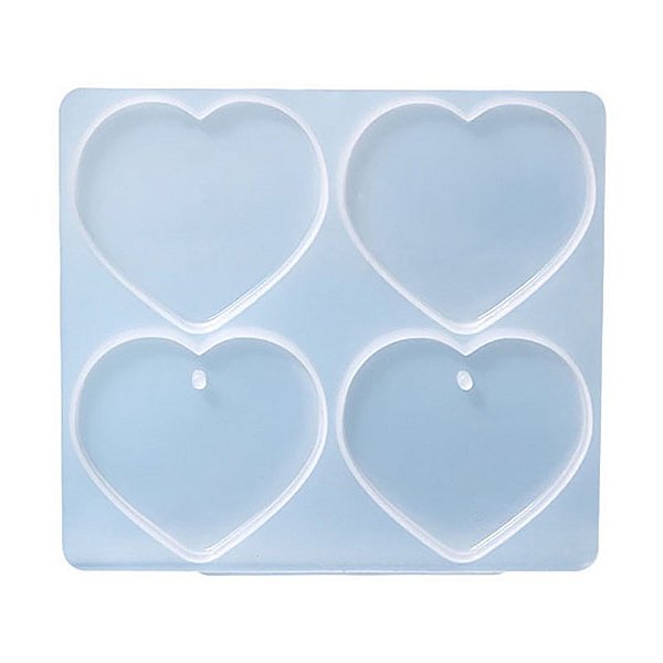 Molde de Silicone Atacado Chaveiro Resina Artesanato Coração 5x4,5