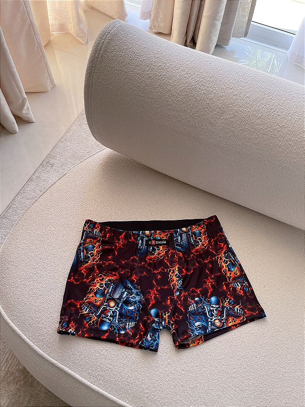 Cueca Boxer Preta fogo 0912