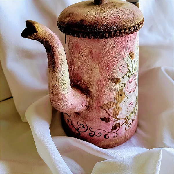 Bule Decorativo pintado a mão Vintagem
