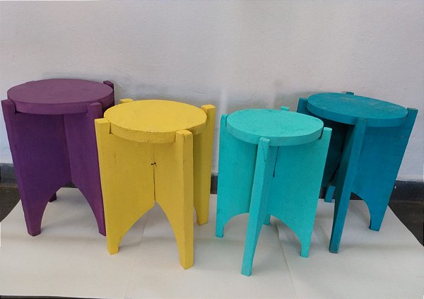 Banquinho de Madeira Personalizado Desmontável Cores