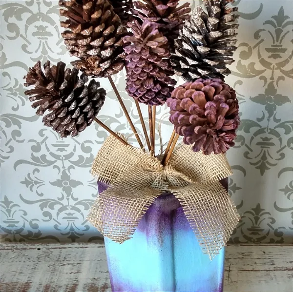 Vaso Ceramica Tecnica Vietnamita e Flores Pinha - Tok da Bete