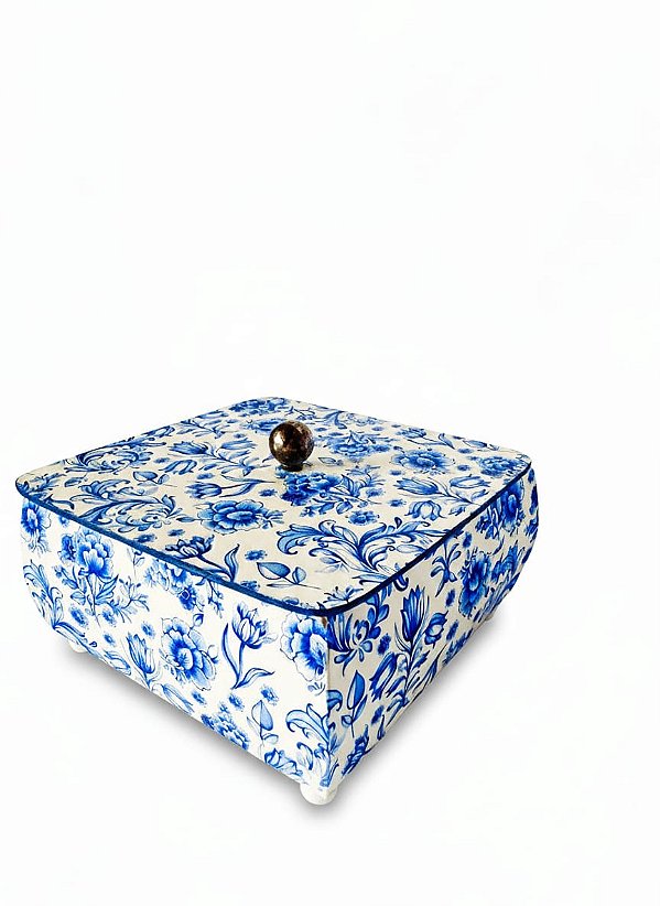 Caixa de Chá Personalizada em MDF Azul - Tok da Bete