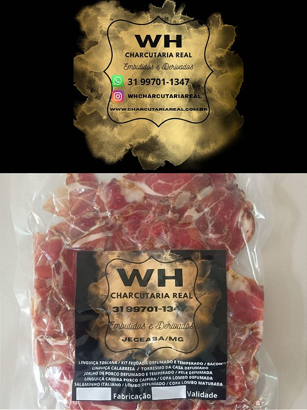 COPA LOMBO CURADA DEFUMADA E MATURADA ARTESANAL FATIADO 150gr