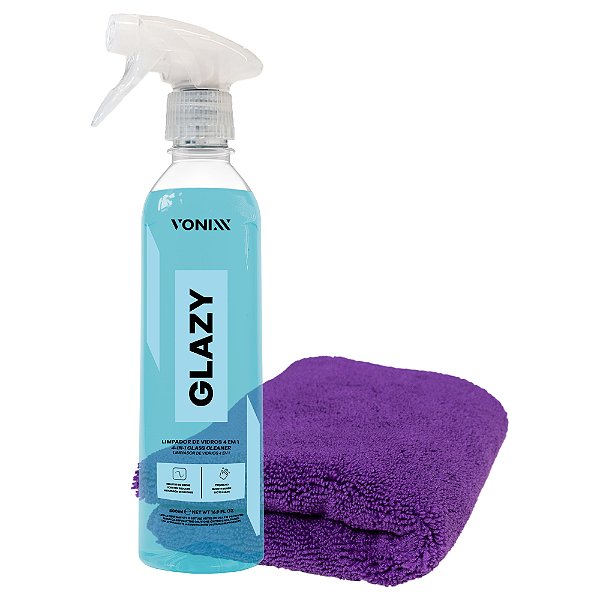 Kit GLAZY Limpador de Vidros 4 em 1 + Microfibra 40x40