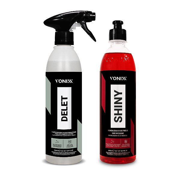 Kit Limpador e Revitalizador de Pneus Delet 500ml + Shiny 500ml