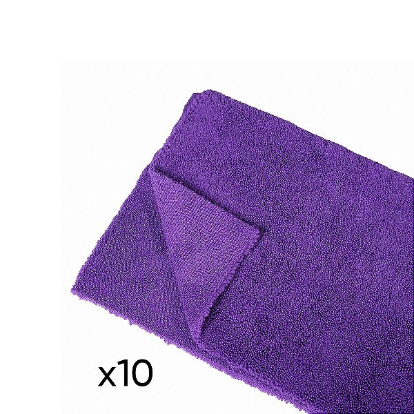 Kit com 10 Panos de Microfibra Roxa 28x28cm 220gsm - Zacs