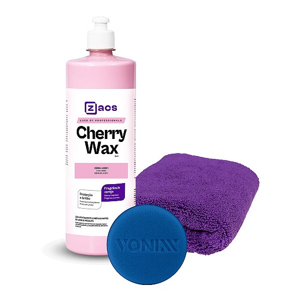 Kit para Enceramento Cherry Wax + Aplicador + Microfibra