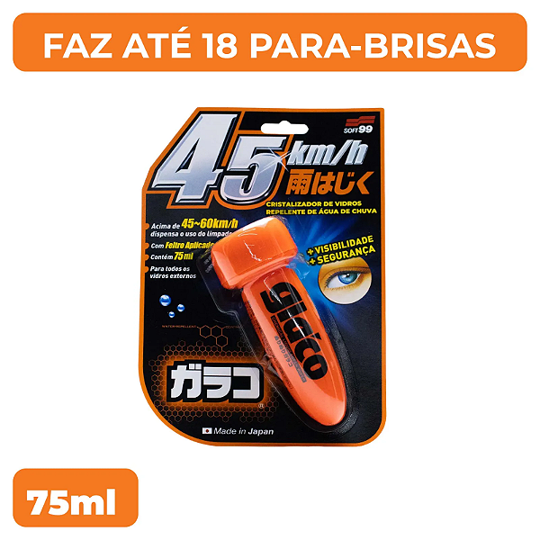 Cristalizador de Vidros Repelente de Água de Chuva Glaco 75ml - Soft99