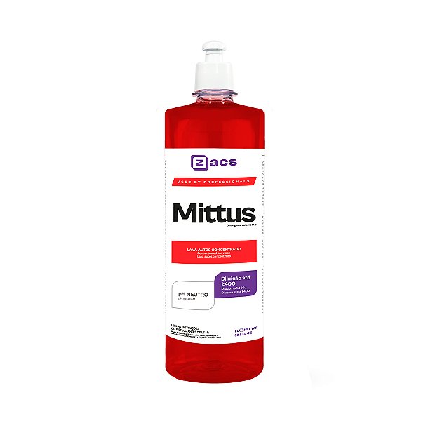 MITTUS Lava Autos Concentrado pH Neutro 1L - Zacs Diluição Até 1:400