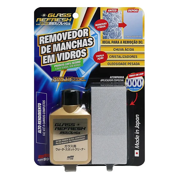 Glass Refresh Descontaminante e Removedor de Manchas nos Vidros - Soft99