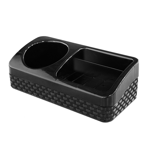 PORTA DETERGENTE ESPONJA E SABAO RATTAN PRETO COM BASE