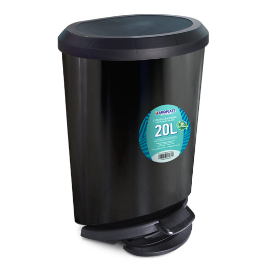 LIXEIRA C/ PEDAL E BORDA- COR PRETA