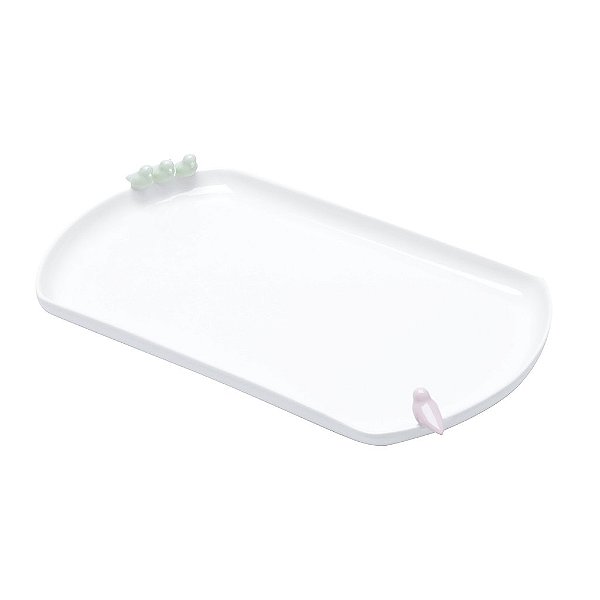 Prato de Porcelana para Bolo Birds Colors 19cm x 32cm x 4cm - Wolff