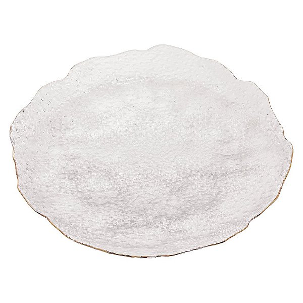 Prato para Servir de Cristal Martelado com Borda Dourada Taj 20cm - Wolff