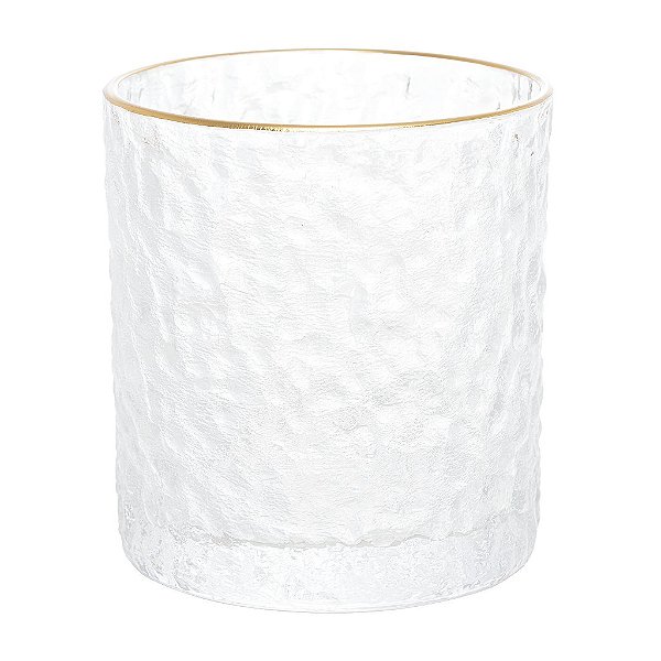 Copo para Whisky de Cristal Martelado com Fio de Ouro Petra 340ml - Lyor