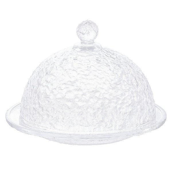 Queijeira de Cristal Martelado com Tampa Petra 19,5cm x 13cm- Lyor