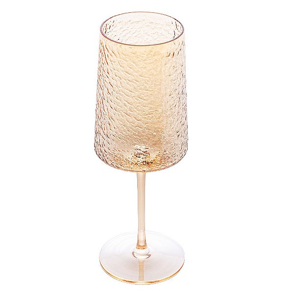 Taça de Vinho de Cristal Ecológico Martelado Petra Âmbar Metalizado 600ml - Lyor