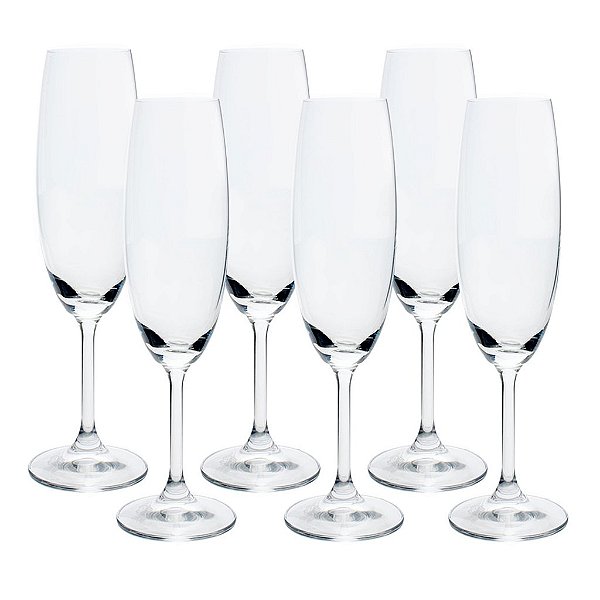 Conjunto 6 Taças para Champanhe em Cristal Ecológico 220ml - Bohemia